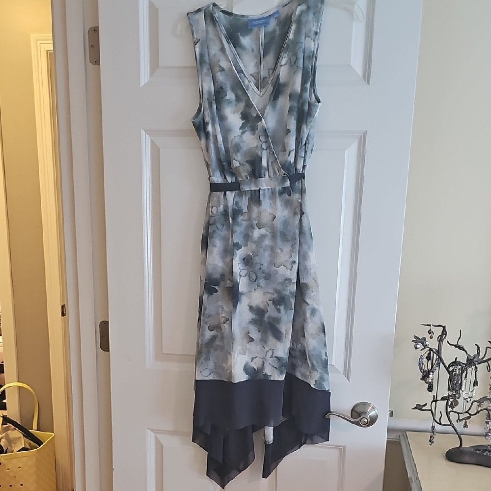 Elegant Blue and Gray Sleeveless Dress Simply Vera Wang Size L